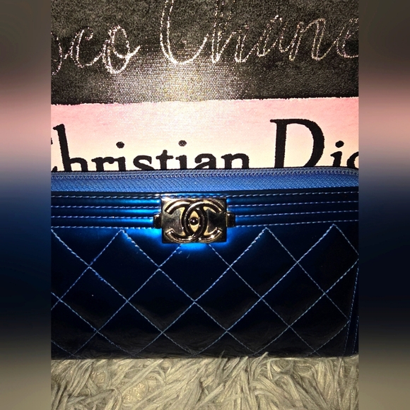 Chanel Chrome Royal Blue Silver Hardware 2014 Boy Continental Long Wallet💙(EUC) - Picture 2 of 10